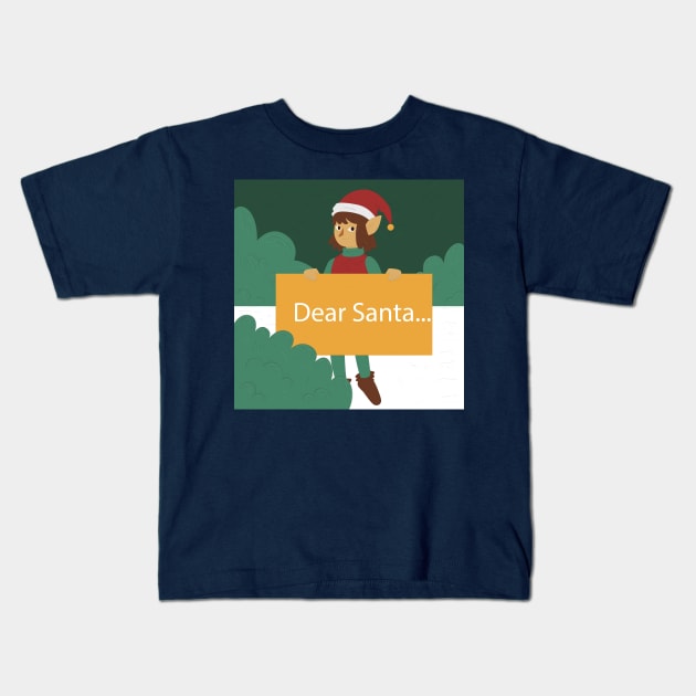 Dear Santa Christmas Kids T-Shirt by Mako Design 